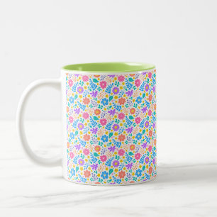 2 Couleurs design floral vibrant, tasse fleurie colorée