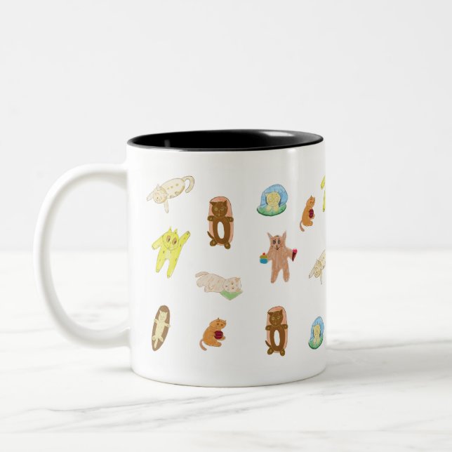2 Couleurs dessin animé de chat répéter la tasse (Gauche)