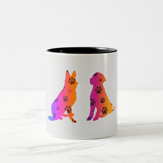 2 Couleurs Deux chiens toniques tasse de café. (Centre)