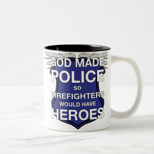 2 Couleurs Dieu a fait la tasse de café de police (Droit)
