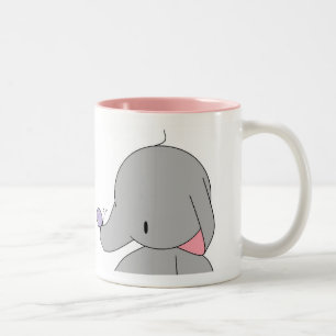 2 Couleurs éléphant avec la tasse de papillon