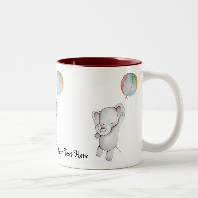 2 Couleurs Éléphant de bébé avec la tasse de ballon (Droit)