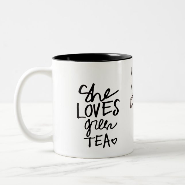 2 Couleurs elle aime la tasse de thé vert (Gauche)