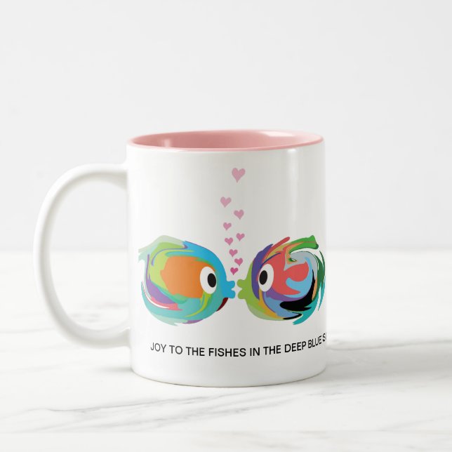 2 Couleurs Embrassant des poissons 11 onces. Tasse en (Gauche)