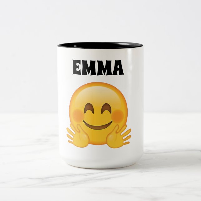 2 Couleurs Emma a personnalisé la tasse de café d'emoji (Centre)
