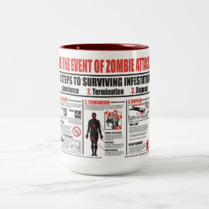 2 Couleurs En cas de la TASSE de CAFÉ d'attaque de zombi