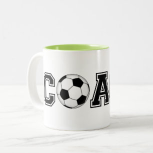 2 Couleurs entraîneur de football merci cadeau café tasse