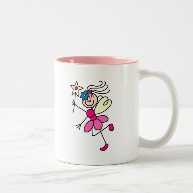 2 Couleurs Fée rose d'ange avec la tasse de baguette magique (Droit)