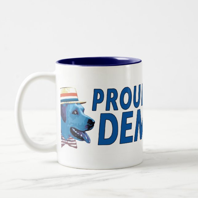2 Couleurs Fier d'être une tasse bleue de Démocrate de chien (Gauche)