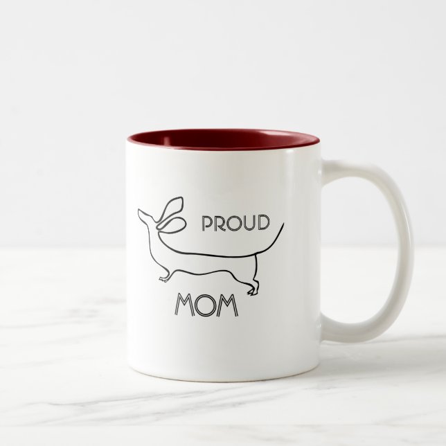 2 Couleurs Fier tasse maman de teckel de saucisse (Droit)