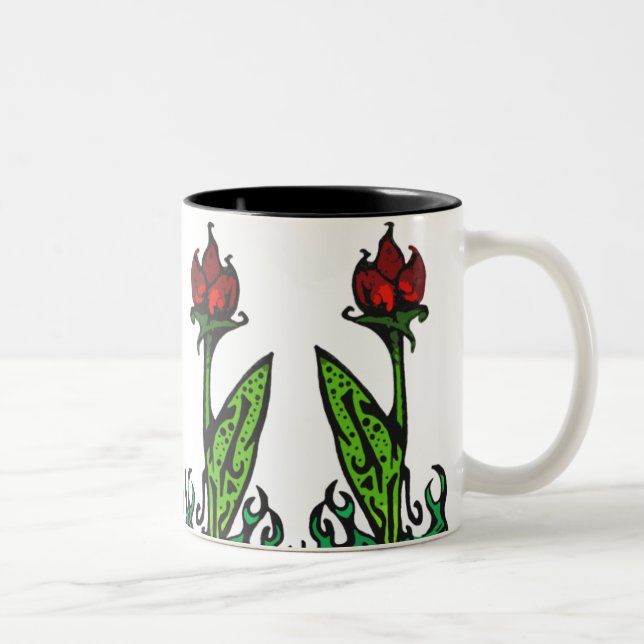 2 Couleurs Fleur rouge répétant la tasse (Droit)