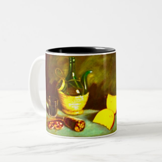 2 Couleurs Fromage et vin dans une tasse (Devant gauche)