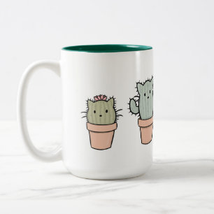 2 Couleurs Grande tasse à deux tons de famille de Catcus