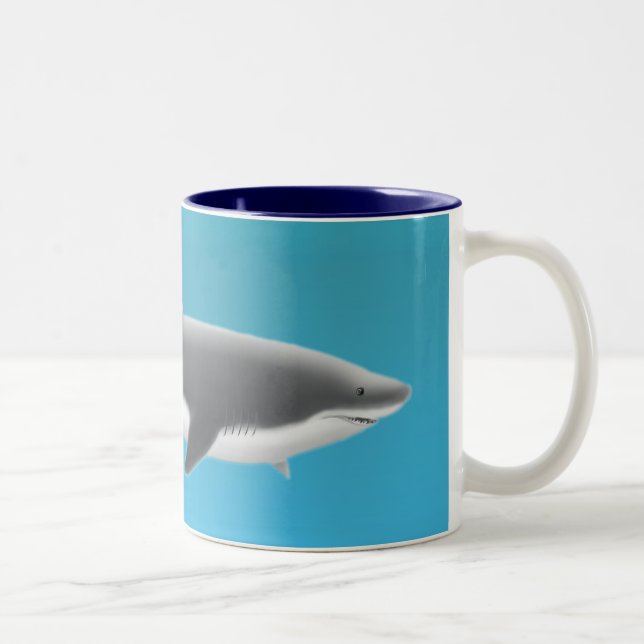 2 Couleurs Grande tasse de requin blanc (Droit)