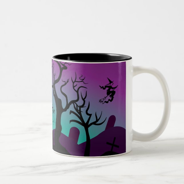 2 Couleurs Graveyard Halloween tch tasse personnalisée (Droit)