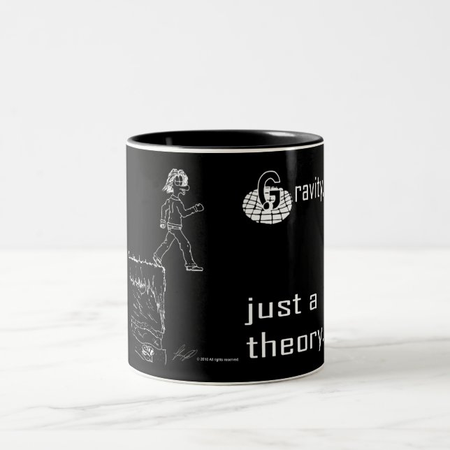 2 Couleurs Gravité, juste une théorie. Tasse (blanche et (Centre)