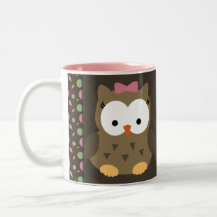 2 Couleurs Hibou mignon de bébé avec la tasse de café fait