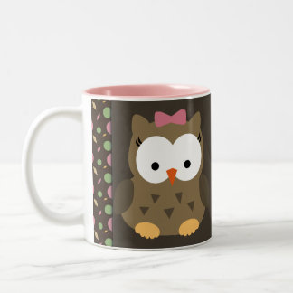 2 Couleurs Hibou mignon de bébé avec la tasse de café faite