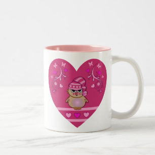 2 Couleurs Hibou mignon de bébé de tasse de bande dessinée