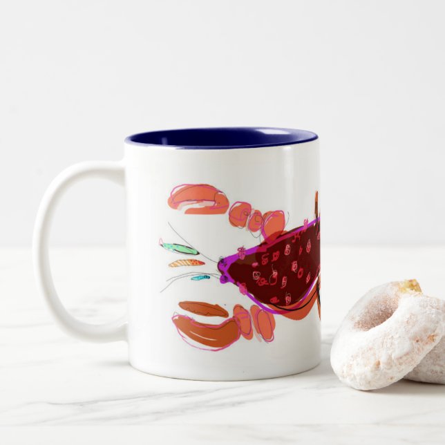 2 Couleurs Homard de rouge et de marine et tasse des vairons (Avec donut)