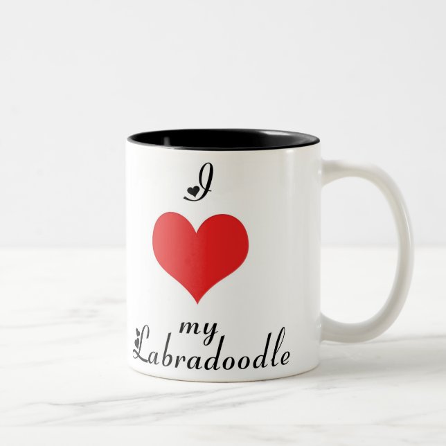 2 Couleurs I coeur ma tasse de Labradoodle (Droit)