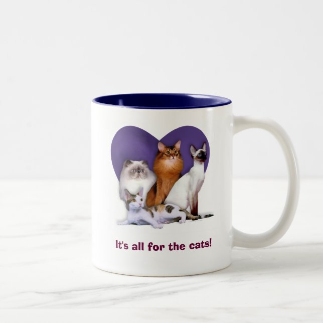 2 Couleurs Il est tout pour les chats ! Tasse (Droit)