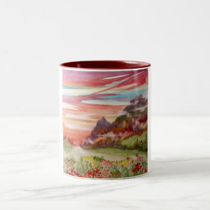 2 Couleurs "Île d'éon : Tasse de montagne de coucher du
