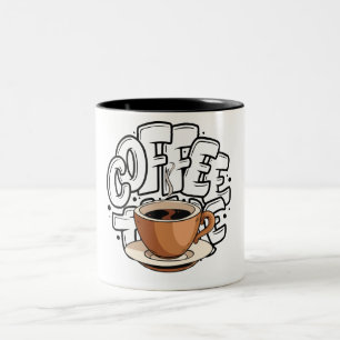 2 Couleurs illustration brun noir tasse de café
