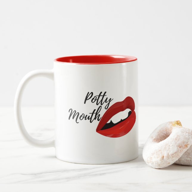 2 Couleurs Intérieur rouge de folle tasse de bouche (Avec donut)