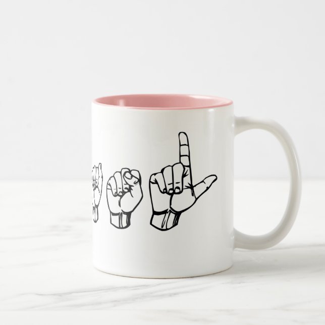 2 Couleurs J'aime la tasse d'ASL (Droit)