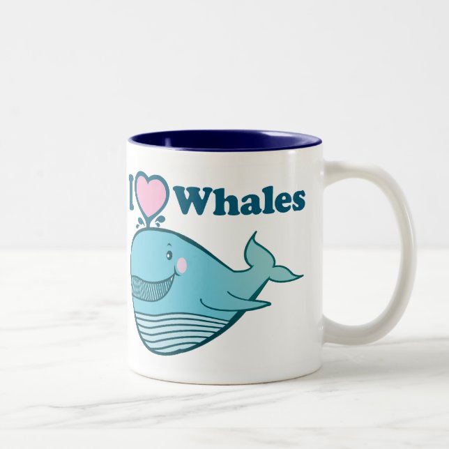 2 Couleurs J'aime la tasse de baleines (Droit)