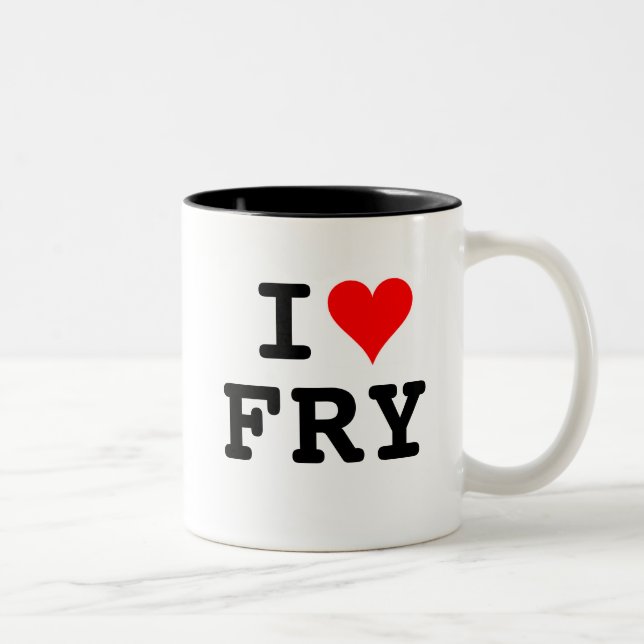 2 Couleurs J'aime la tasse de café de FRITURE (blanc/noir) (Droit)