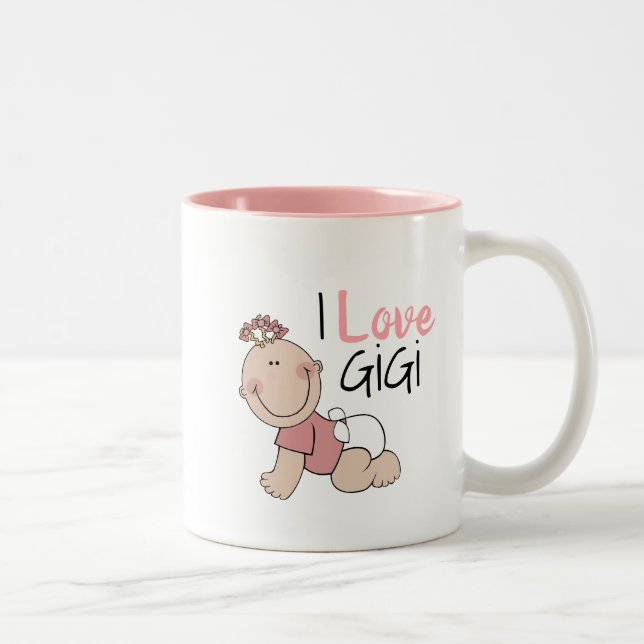 2 Couleurs J'aime la tasse de café de GiGi (Droit)