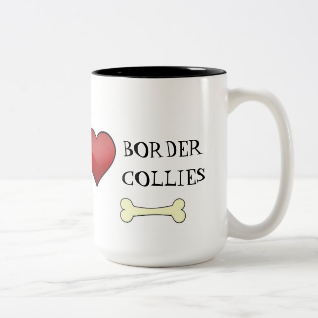 2 Couleurs J'aime la tasse de colleys de frontière (Droit)