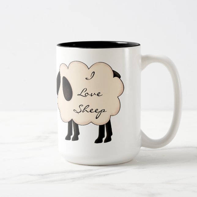 2 Couleurs J'aime la tasse de moutons (Droit)