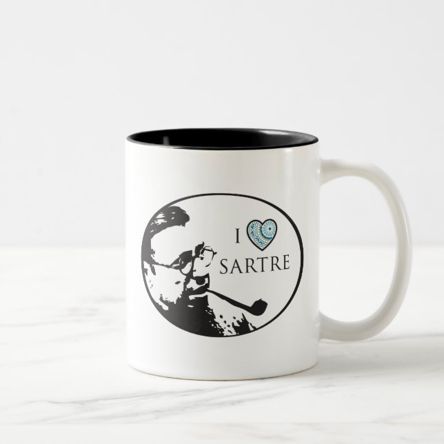 2 Couleurs J'aime la tasse de Sartre (Droit)