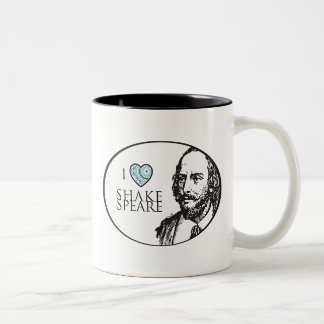 2 Couleurs J'aime la tasse de Shakespeare (Droit)