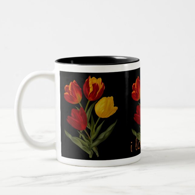 2 Couleurs j'aime la tasse de tulipe (Gauche)
