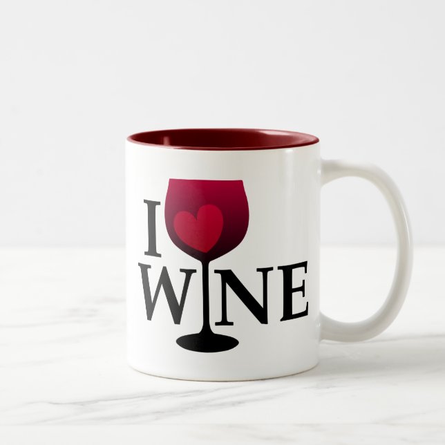 2 Couleurs J'aime la tasse de vin (Droit)