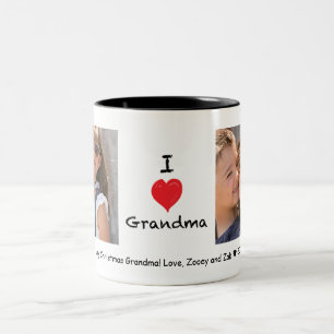 2 Couleurs J'aime la tasse personnalisable de photo de la