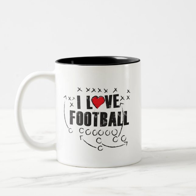 2 Couleurs J'aime le football - noircissez la tasse à deux (Gauche)