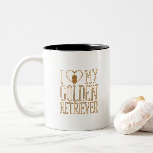 2 Couleurs J'aime ma tasse de golden retriever (Avec donut)