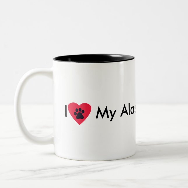 2 Couleurs J'aime ma tasse de Malamute d'Alaska (Gauche)
