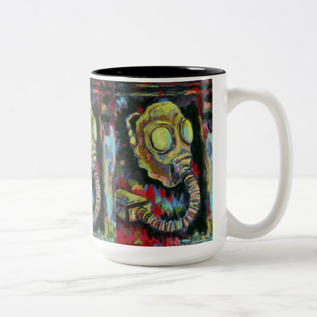 2 Couleurs Jaune de moutarde, art de tasse de café de masque (Droit)