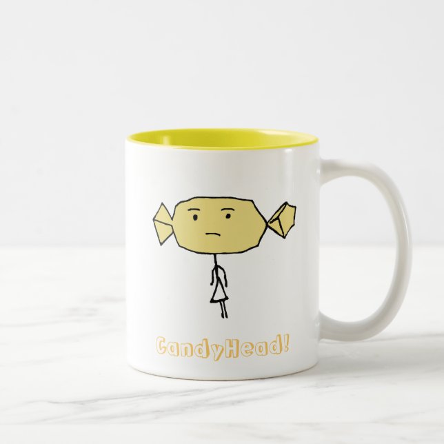 2 Couleurs Jaune de tasse de CandyHead hmmm (Droit)