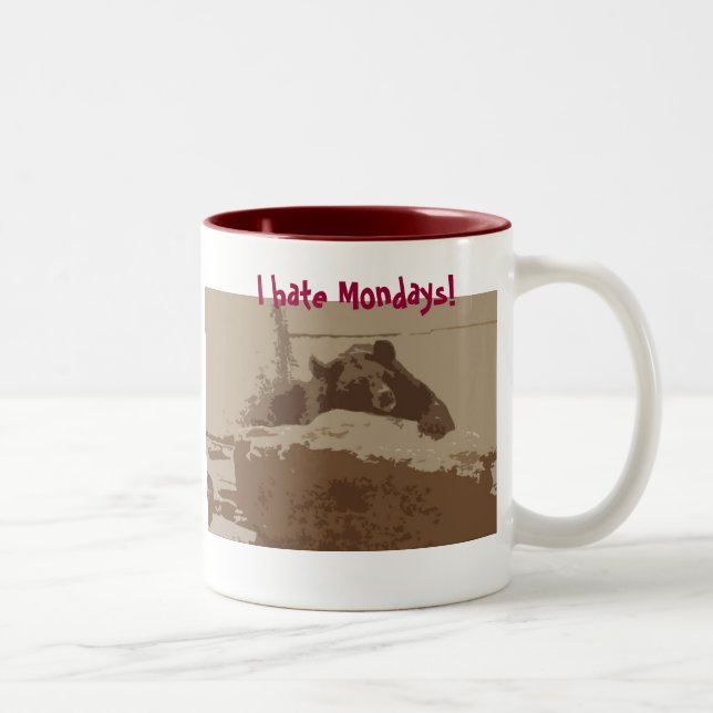 2 Couleurs Je déteste lundi ! tasse d'ours (Droit)