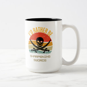 2 Couleurs je préférerais aiguiser des épées 15oz tasse céram