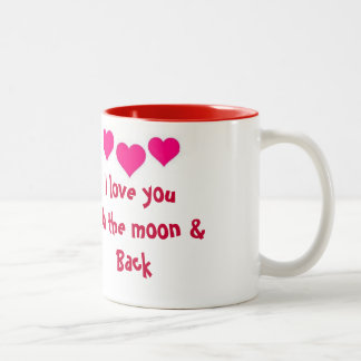 2 Couleurs Je t'aime dans la lune et la tasse arrière