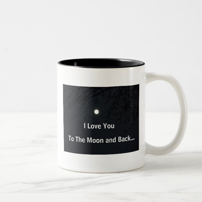 2 Couleurs Je t'aime dans la lune et la tasse arrière de (Droit)
