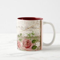 Je t'aime maman, tasse anglaise vintage de roses